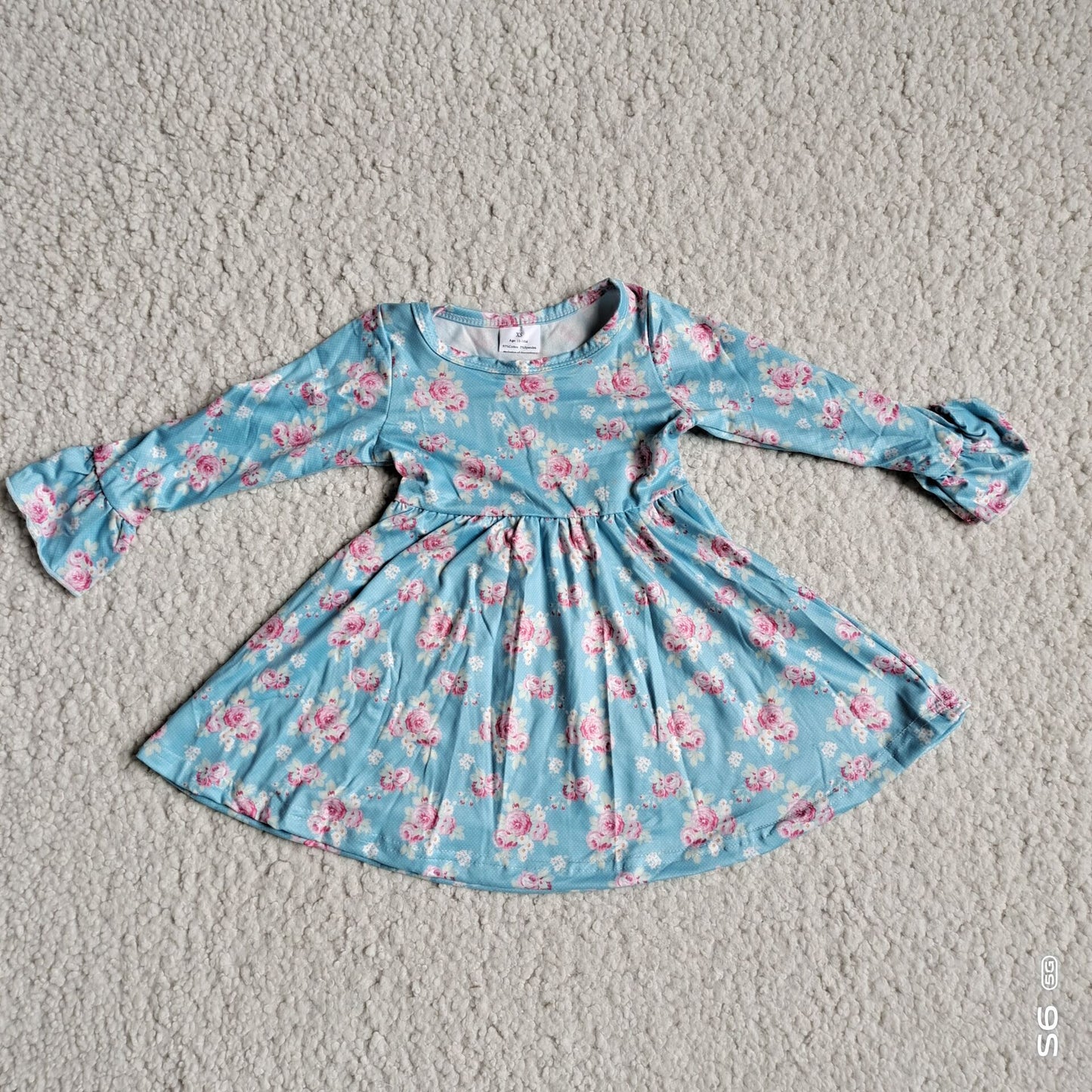 9.24 RTS NO MOQ（In stock）G2-24-8*- Baby Girls Winter Dress Light pink rose blue long-sleeved dress