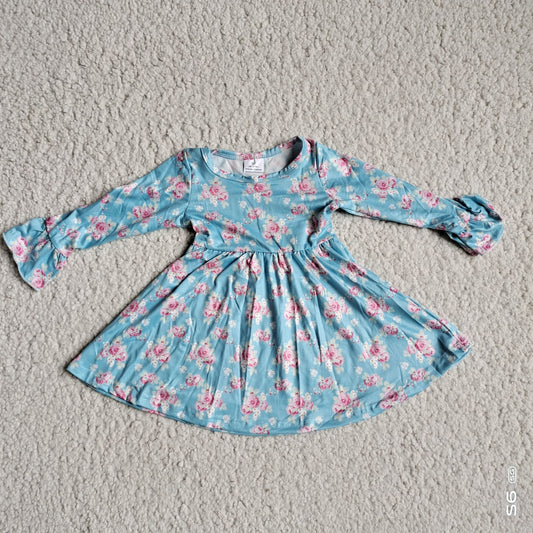 9.24 RTS NO MOQ（In stock）G2-24-8*- Baby Girls Winter Dress Light pink rose blue long-sleeved dress