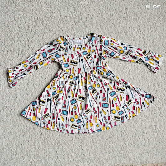 9.26 RTS NO MOQ（In stock）G2-24-8;. Baby Girls Winter Dress Colorful cosmetic long-sleeved dress