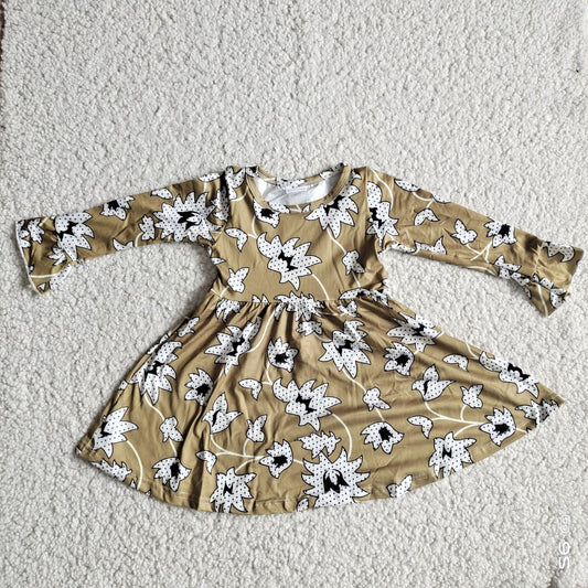 10.10 RTS NO MOQ（In stock）G2-24-8*\. Baby Girls Winter Dress White polka dot grass green long-sleeved dress