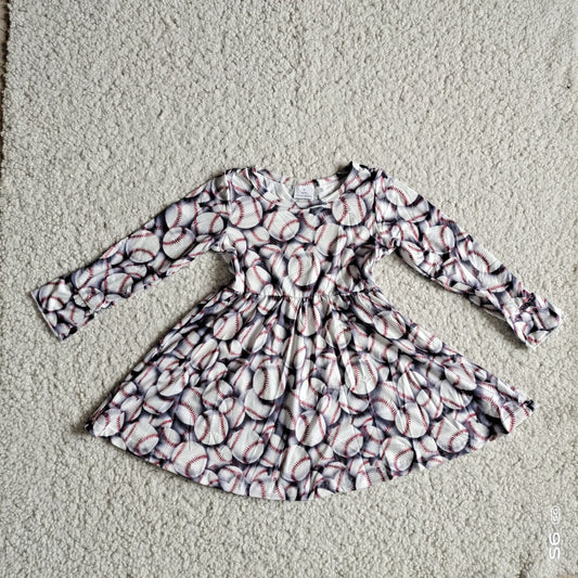 10.10 RTS NO MOQ（In stock）G2-24-9*.'; Baby Girls Winter Dress Baseball long-sleeved dress