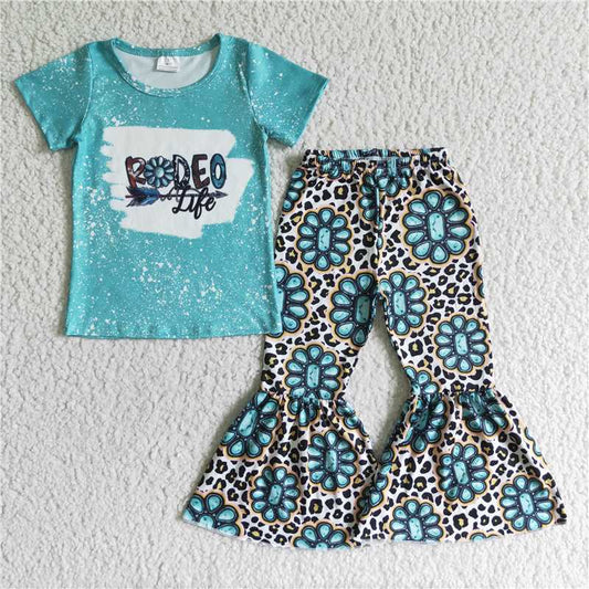 GSPO0093 RODEO blue gem short-sleeved trousers suit