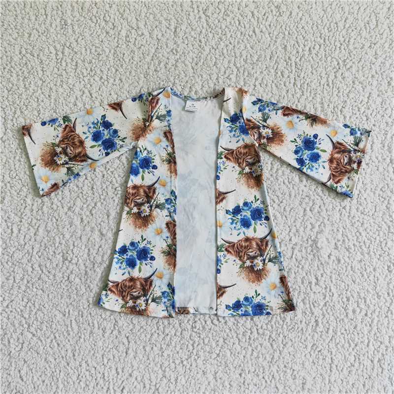GT0005  Baby Girls western cow fall cardigan