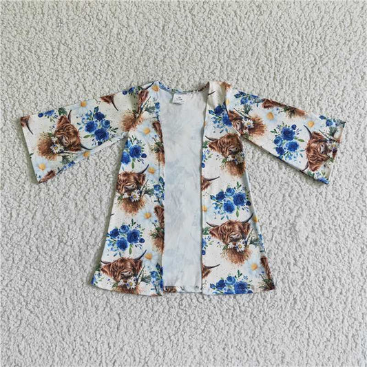 GT0005  Baby Girls western cow fall cardigan
