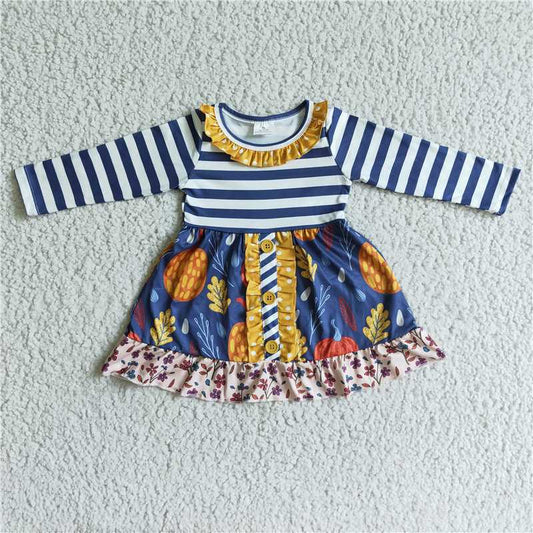 GLD0021  Baby girls long sleeve pumpkin dresses