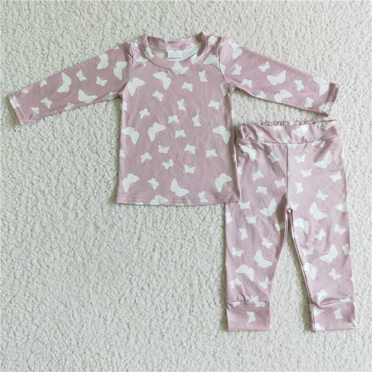 GLP0194Butterfly long sleeves baby girls fall pajamas