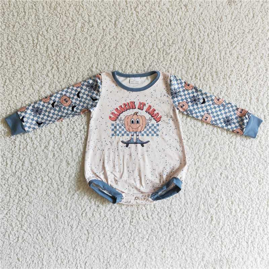 RTS LR0087 Skateboard Pumpkin Long Sleeve Bodysuit