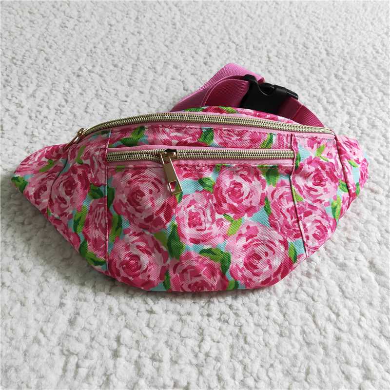 BA0023 Hotpink flower rose fanny pack bags