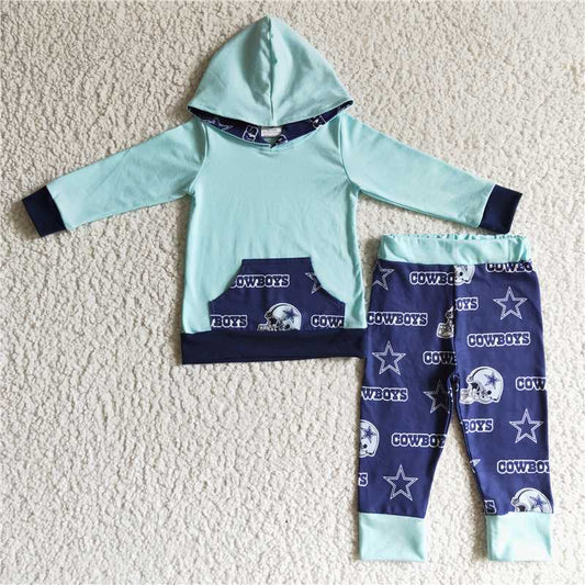BLP0095 Boys COWBOYS Pocket Hooded Long Sleeve Pants Set