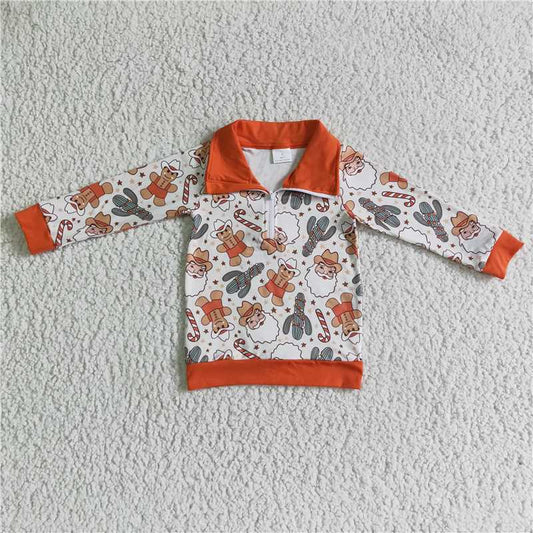 BT0068 Baby Boys Christmas western santa pullover shirts