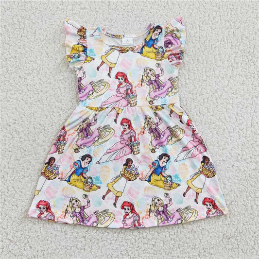 GSD0168 Girls Disney Princess Fly Sleeve Dress