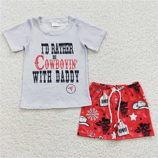 BSSO0243 Baby Boys Cowboy Daddy Shorts Sets