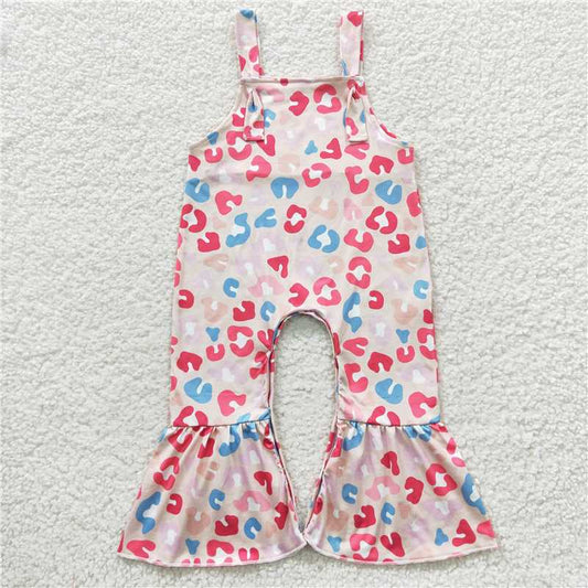SR0379  Baby Girls Colorful Leopard Straps Jumpsuits