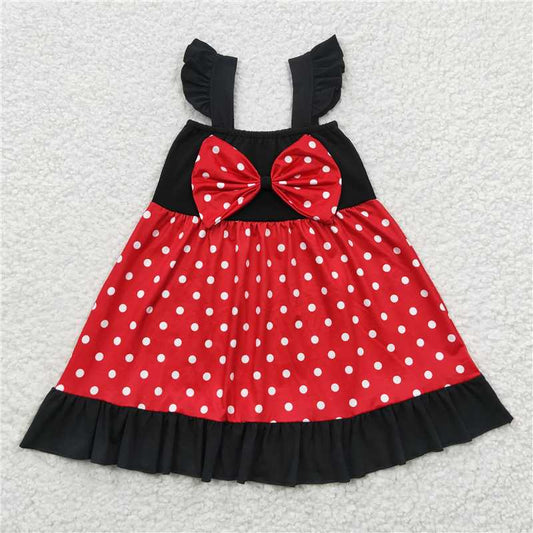 GSD0344  Baby Girls Princess Sibling Bow Summer Knee Length Dresses