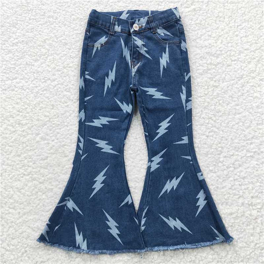 P0128  Baby Girls Flash Denim Bell Pants