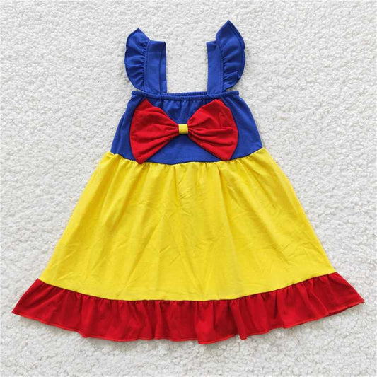 GSD0343  Baby Girls Princess Sibling Bow Summer Knee Length Dresses