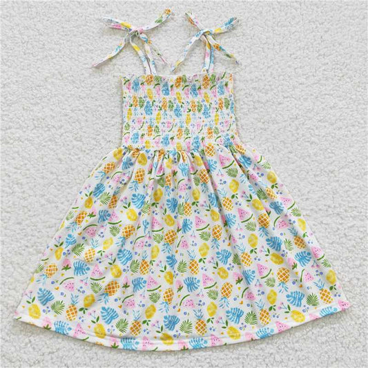 GSD0374  Baby Girls Pineapple Elastic Knee Length Dresses