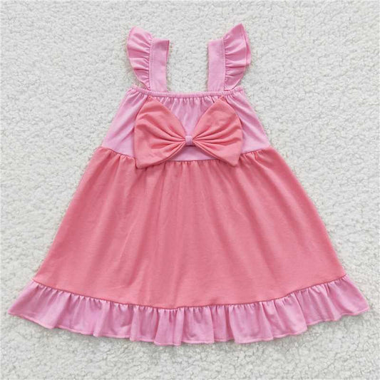 GSD0340  Baby Girls Princess Sibling Bow Summer Knee Length Dresses