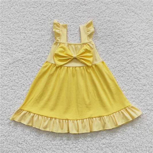 GSD0342  Baby Girls Princess Sibling Bow Summer Knee Length Dresses