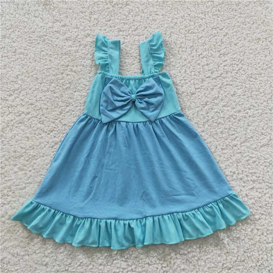 GSD0341  Baby Girls Princess Sibling Bow Summer Knee Length Dresses