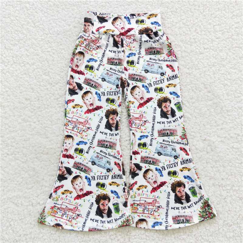P0235  Baby Girls Christmas Cartoon High Waist Bell Pants