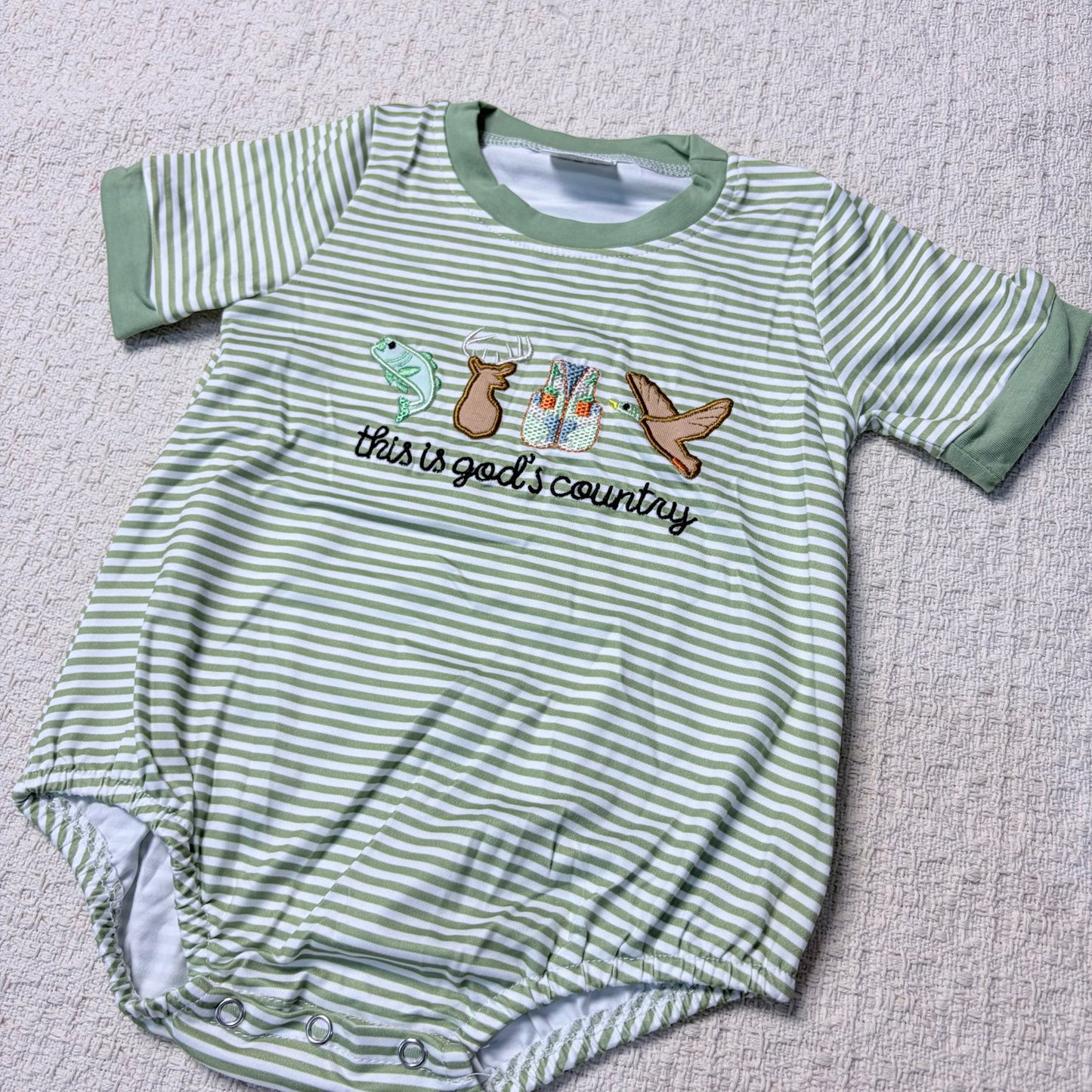0514 RTS Sibling This is god's country fish deer duck top shorts kids clothes and romper