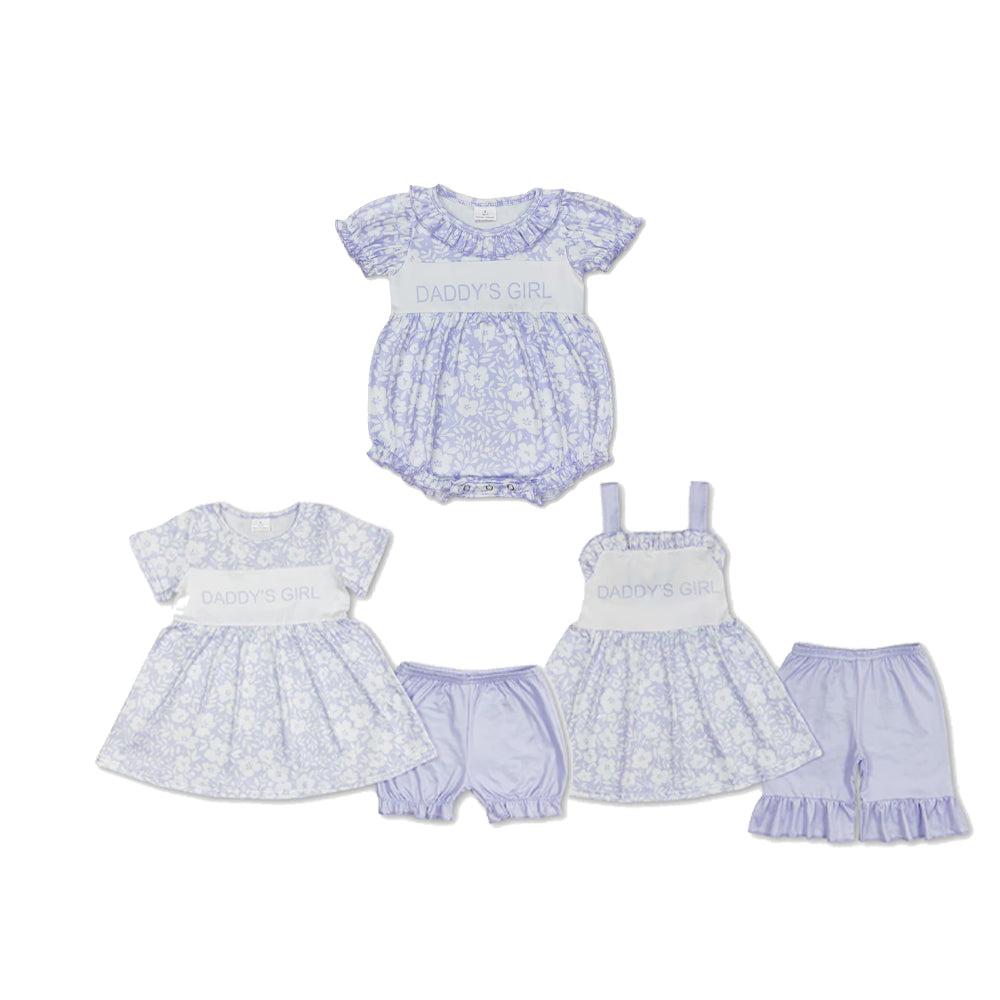 RTS Sibling Short sleeves Daddy's girl floral tunic ruffle shorts girls clothes and romper