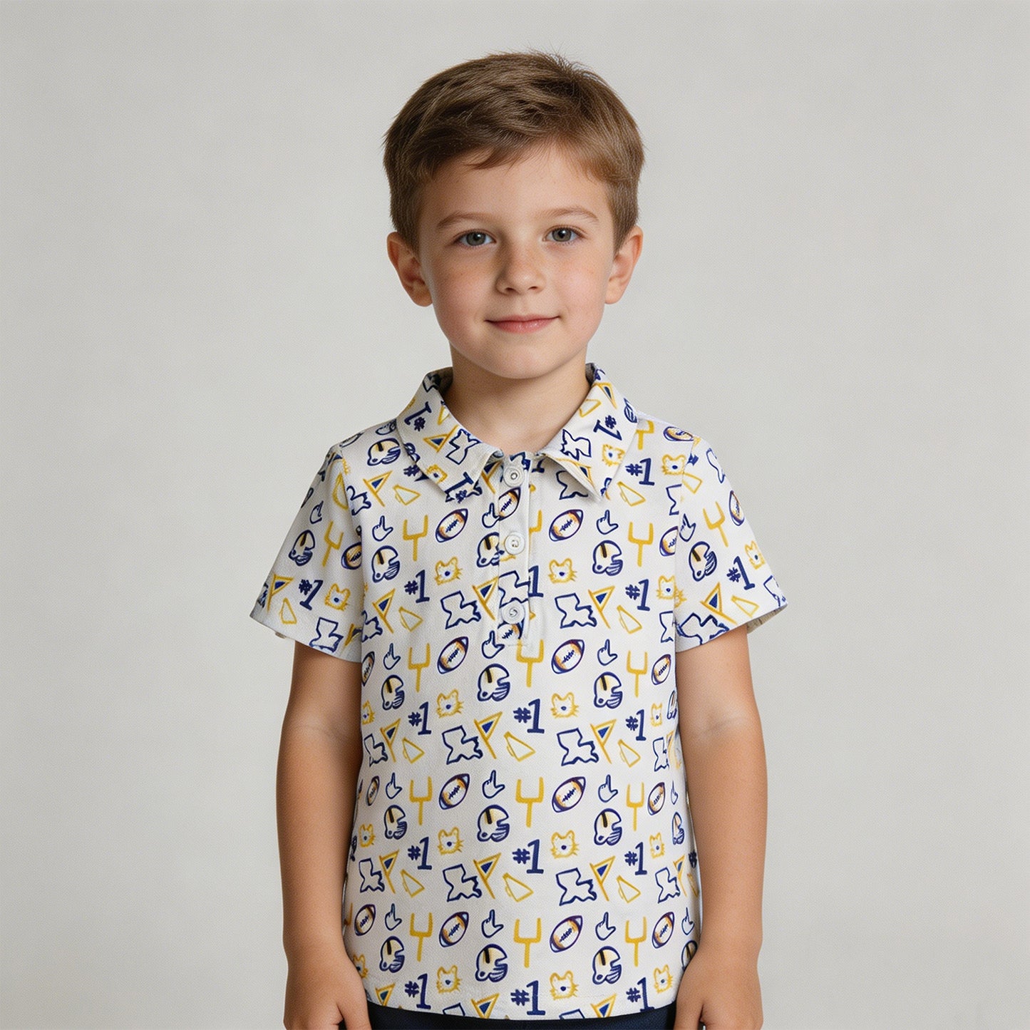 BT1763 RTS NO MOQ （In stock ）Short sleeves yellow football kids boys team polo shirt