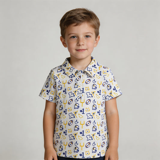 BT1763 RTS NO MOQ （In stock ）Short sleeves yellow football kids boys team polo shirt