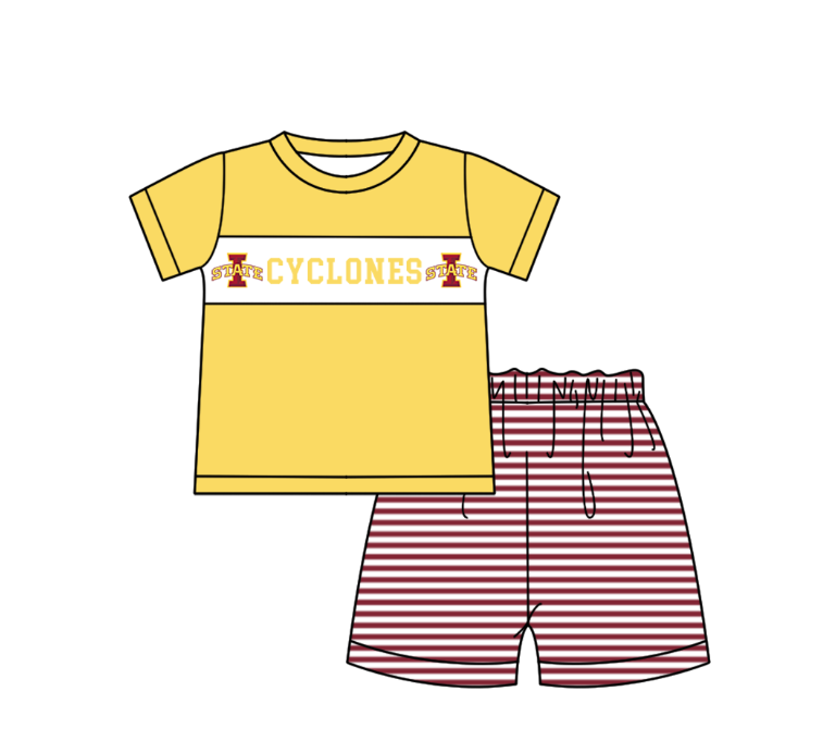 CUSTOM MOQ 5 Sibling Baby Kids Yellow Polka Dots Top Shorts Clothes Set Knee Length Dress Rompers