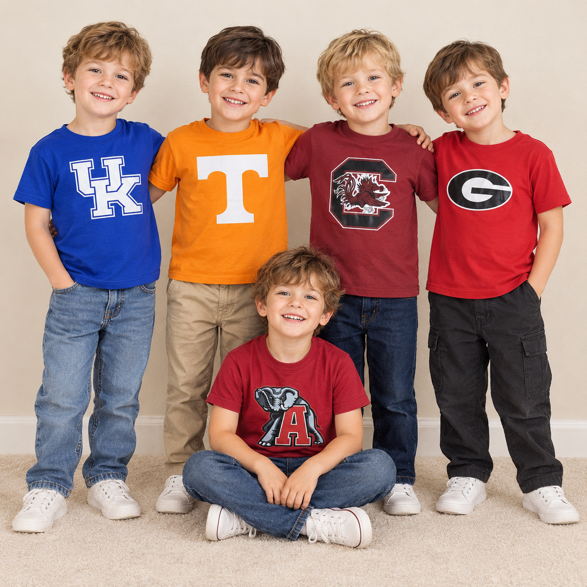 RTS NO MOQ Sibling milk silk Baby Boys Team Short Sleeve Tee Casual Top