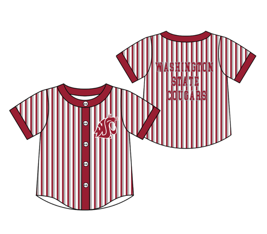 3.5 CUSTOM MOQ 5 Cute Kids Clothing Baby Kids Red Gray Stripe Short Sleeve Team T-shirts Top