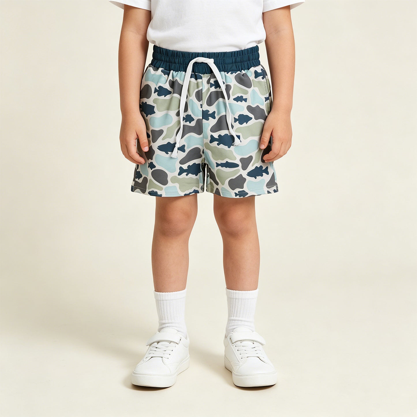 SS0893  RTS NO MOQ （In stock ）Fish camo pockets kids boys summer shorts