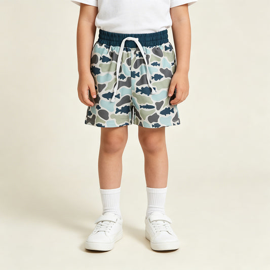 SS0893  RTS NO MOQ （In stock ）Fish camo pockets kids boys summer shorts
