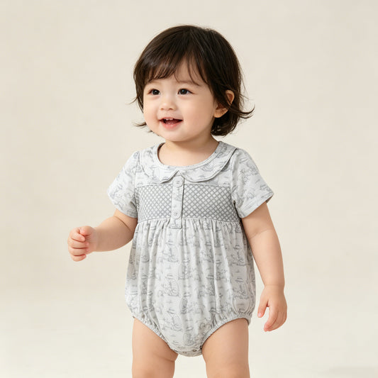 4.13 SR3569 RTS NO MOQ （In stock）Short sleeves sheep baby boy summer romper
