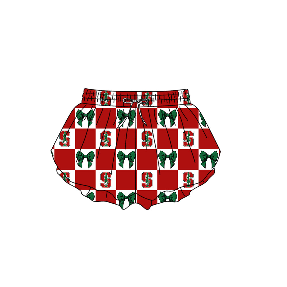 CUSTOM MOQ 5 Sibing Kids Clothing for Girls Baby Girls Red S Bow Top Skirts Yoga Active Team Clothes Sets Knee Length Dress Shorts