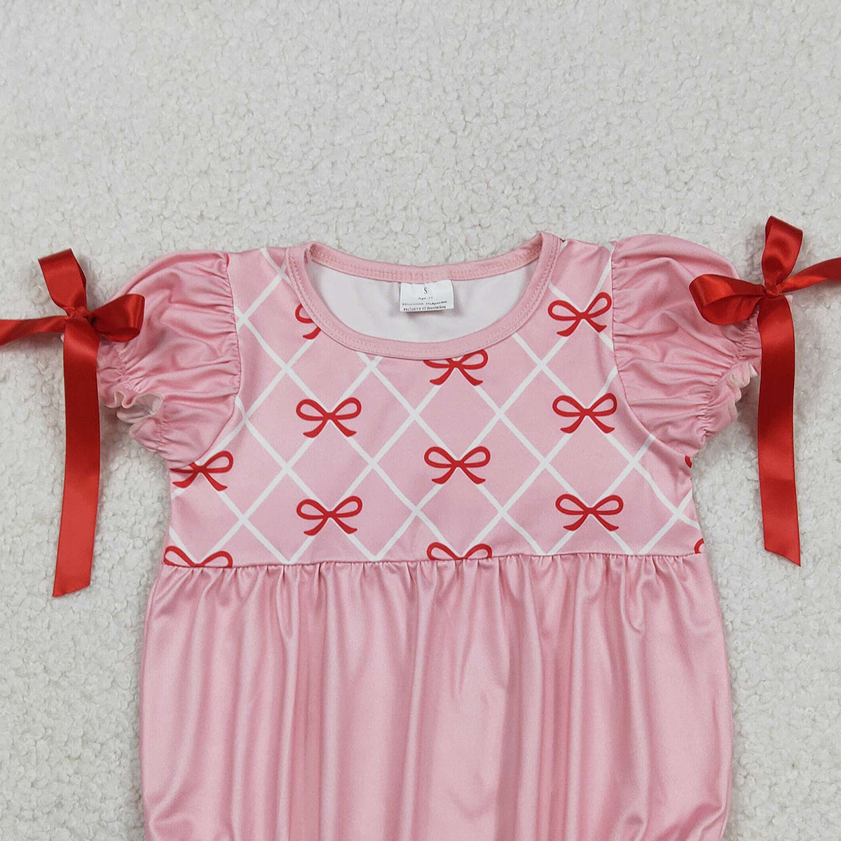 12.16 RTS NO MOQ （In stock）SR3285 Baby Girls Summer Rompers Baby Girls Red Bows Checked Bows Valentines Ruffle Rompers