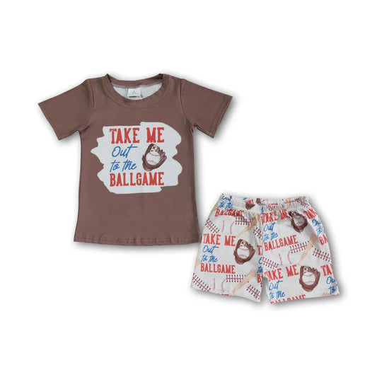 BSSO0023 Sales New RTS NO MOQ Clearance Take me out to the ballgame boy baseball clothes