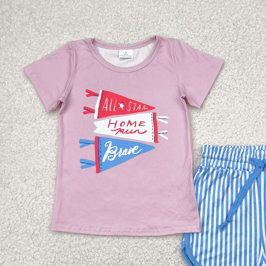 6.10  GSSO2288 RTS NO MOQ Baby Girls Summer Outfits baby girl clothes short sleeve shorts set