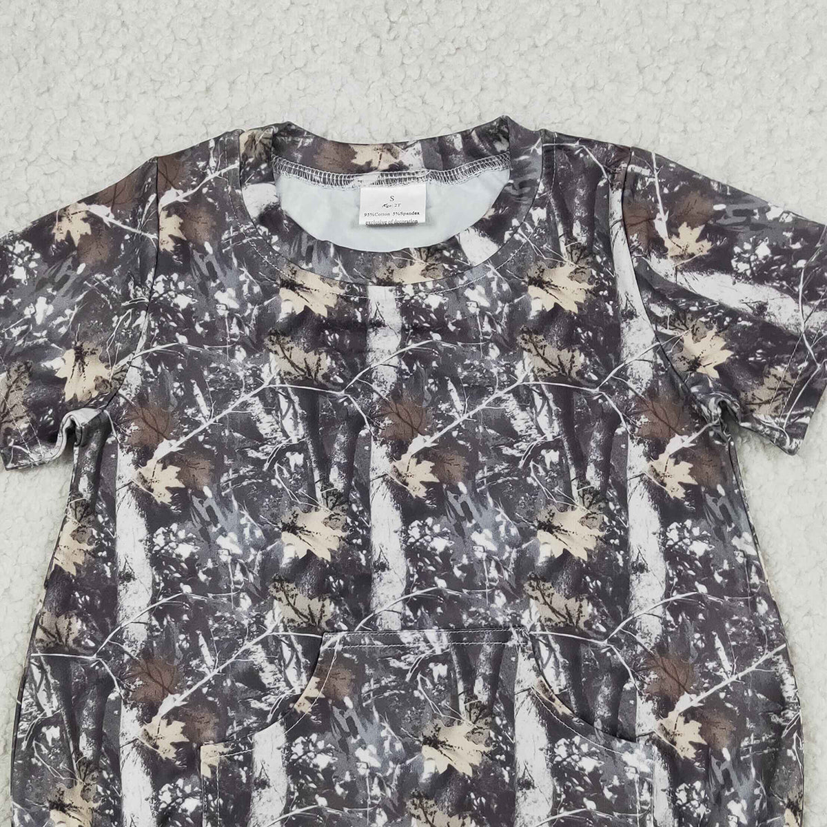 SR4059 RTS NO MOQ （In stock）Short sleeves camo pocket baby boy summer romper