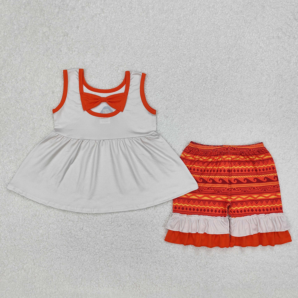 GSSO2057New Rts No Moq 8-9 Days By Air Arrived it Sleeveless tunic ruffle shorts princess girls outfits