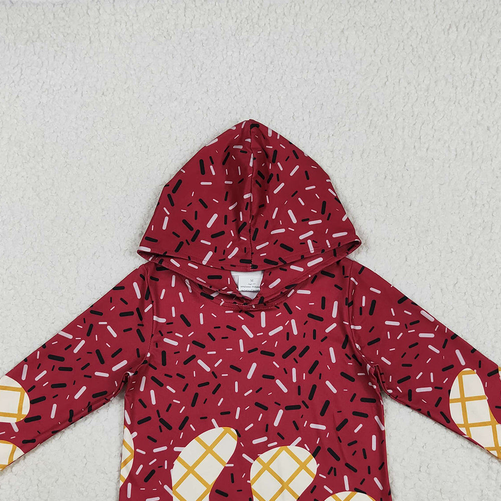 RTS NO MOQ （In stock）BT1273 Baby Boys Long Sleeve Tops Baby Boys Dark Red Long Sleeves Team Hoodies Top