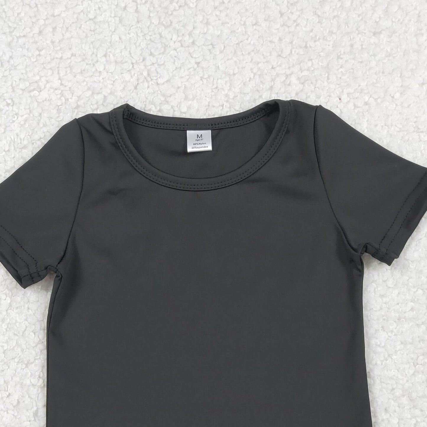 GT1629 RTS NO MOQ （In stock）Short sleeves black kids girls summer yoga active top