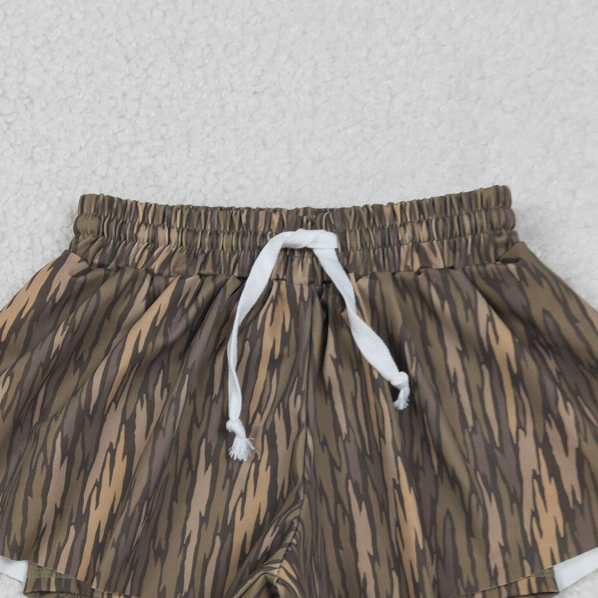 1.9 RTS NO MOQ （In stock）SS0771 Baby Girls Summer Shorts Baby Girls Southern Olive Camo Yoga Active Ruffle Shorts Bottom