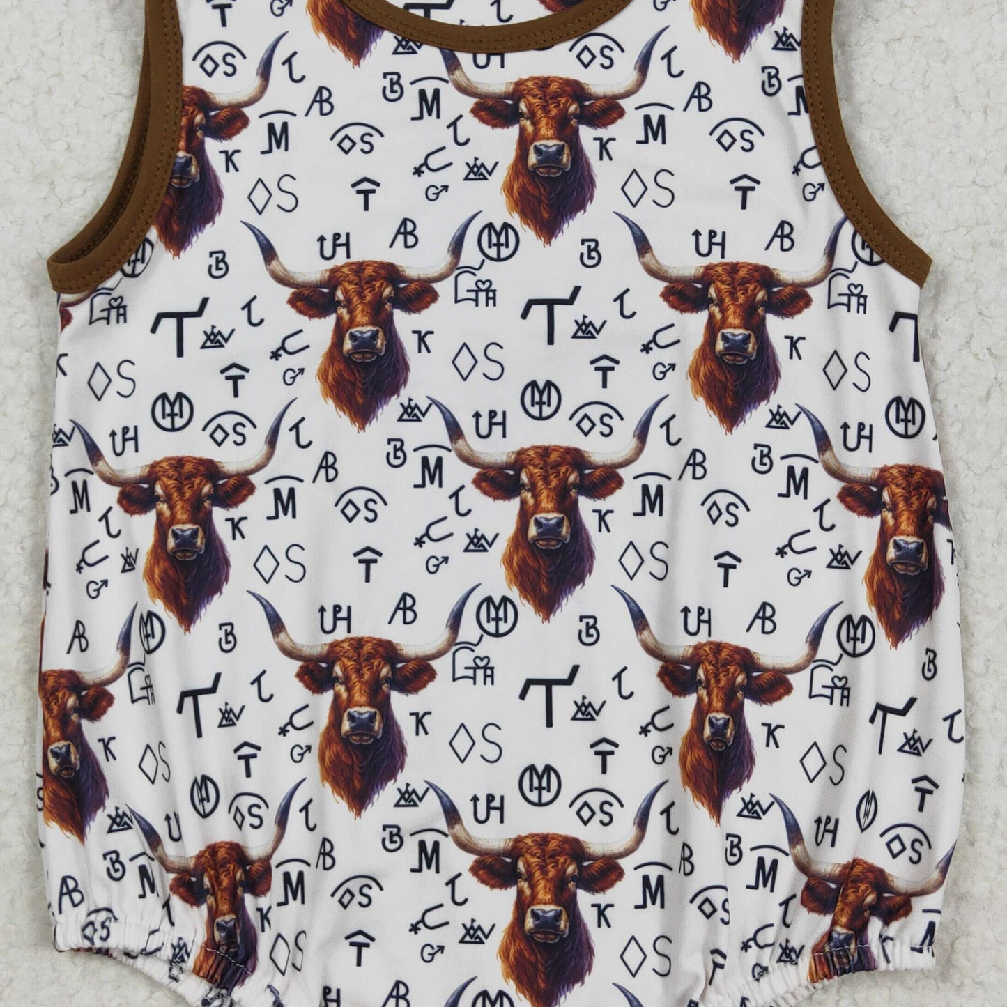 7.14 SR2699RTS NO MOQ Baby Boys Summer Rompers Baby Infant Boys Western Cow Branded Rompers