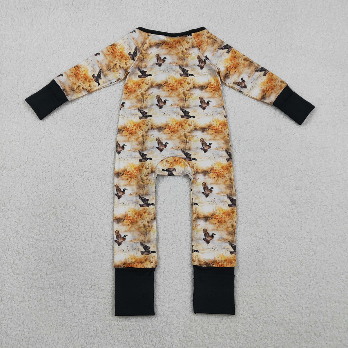 2.3 RTS NO MOQ （In stock）LR2986 Baby Boys Ducks Hunting Two Way Zipper Convertible Rompers
