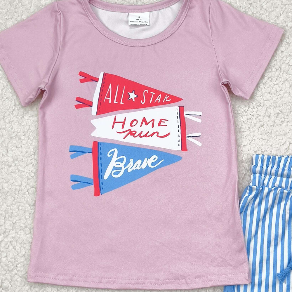 6.10  GSSO2288 RTS NO MOQ Baby Girls Summer Outfits baby girl clothes short sleeve shorts set