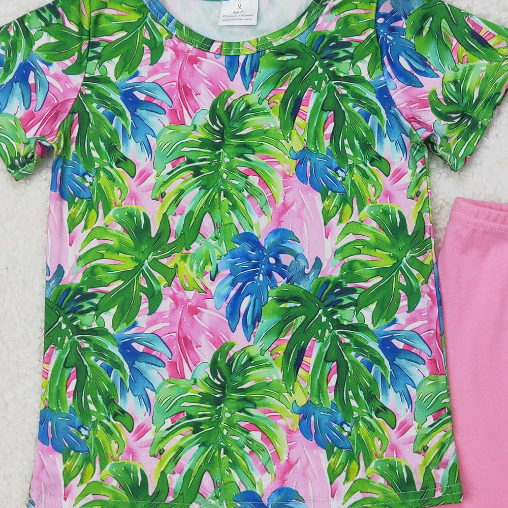 GSSO2211 New Rts No Moq 8-9 Days By Air Arrived it Short sleeves top pink shorts kids girls summer outfits