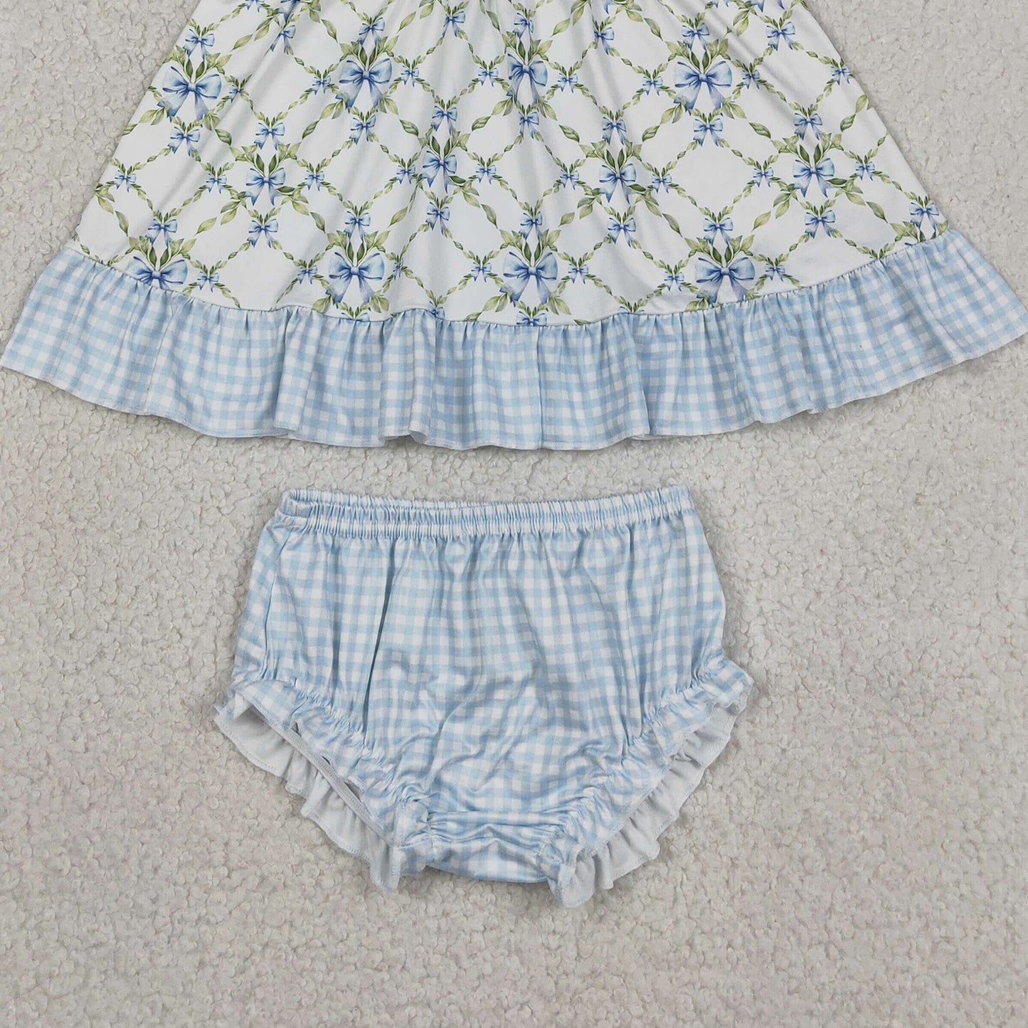 GBO0512 RTS NO MOQ （In stock）Sleeveless daddy's girl bow tunic bummies girls outfits