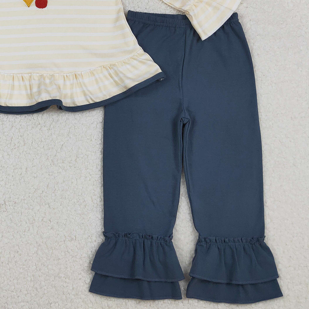 RTS NO MOQ （In stock）GLP2588   Baby Girls Winter Outfits Thanksgiving Turkey Tunic Ruffle Pants Sets